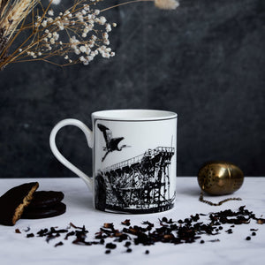 PowderButterfly Mugs Staiths China Mug illustrated in black and white
