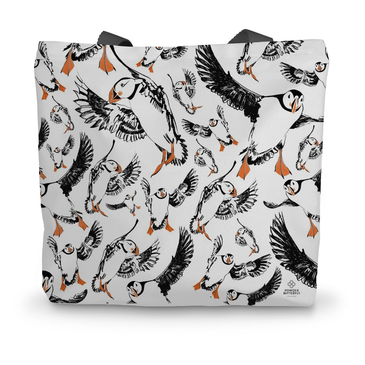 Shopping Tote with print featuring Puffins - Powder Butterfly