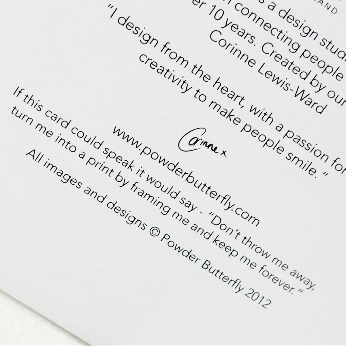 White card with text on a white background