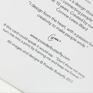 White card with text on a white background