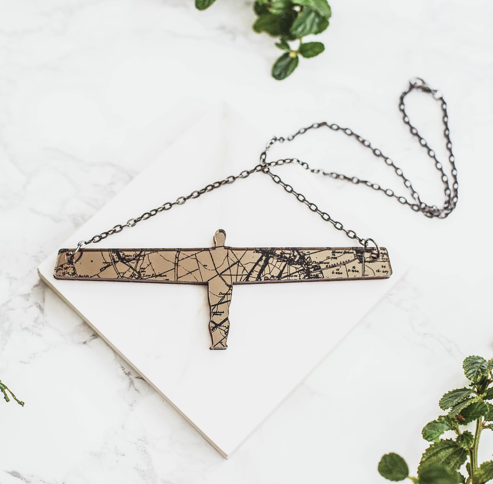 Angel of the North Themed Necklace - Mirrored Acrylic