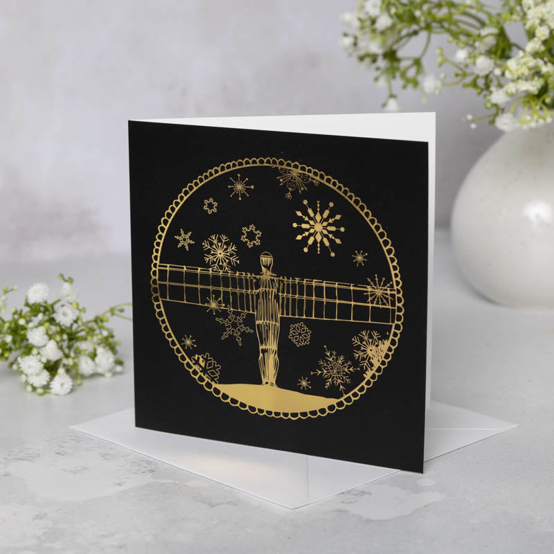 Angel of the North Snowflakes - Gold Foil Card