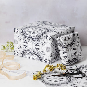 Black and white newcastle themed wrapping paper wrapped gifts