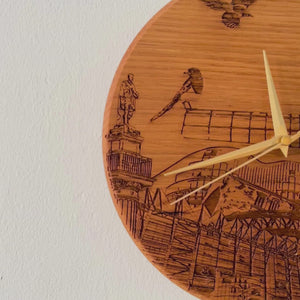 Handcrafted Solid Oak Laser engraved Newcastle Clock