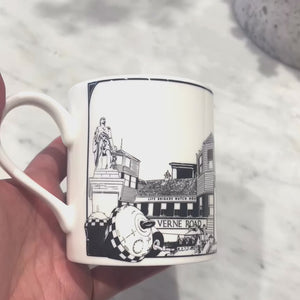 Video of fine china mug featuring landmarks from Tynemouth, Cullercoats, Whitley Bay and North Shields.