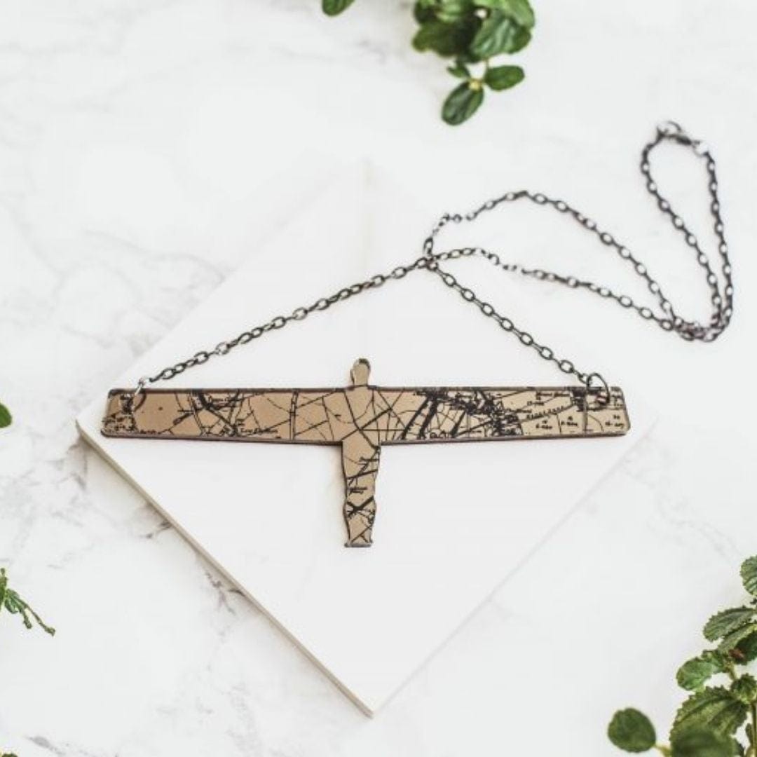 PowderButterfly Gold Metallic - Angel of the North necklace