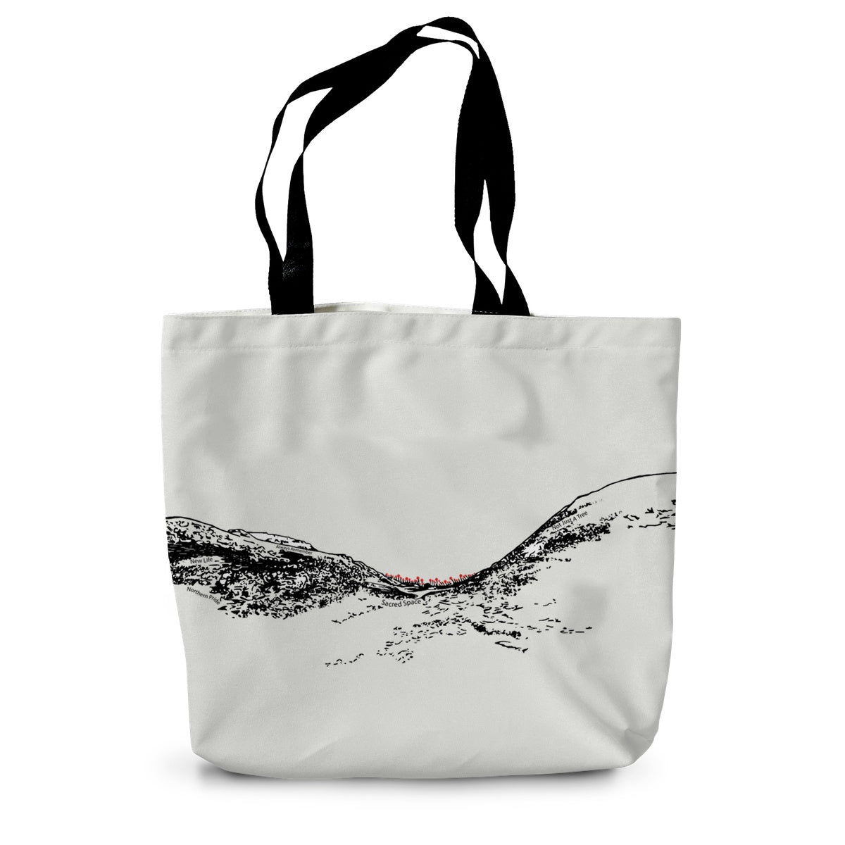 Sycamore Gap themed canvas tote bag featuring the Sycamore Gap tree design by Powder Butterfly