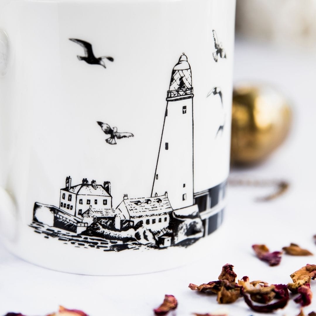 PowderButterfly without gold snowflakes Whitley Bay Mug