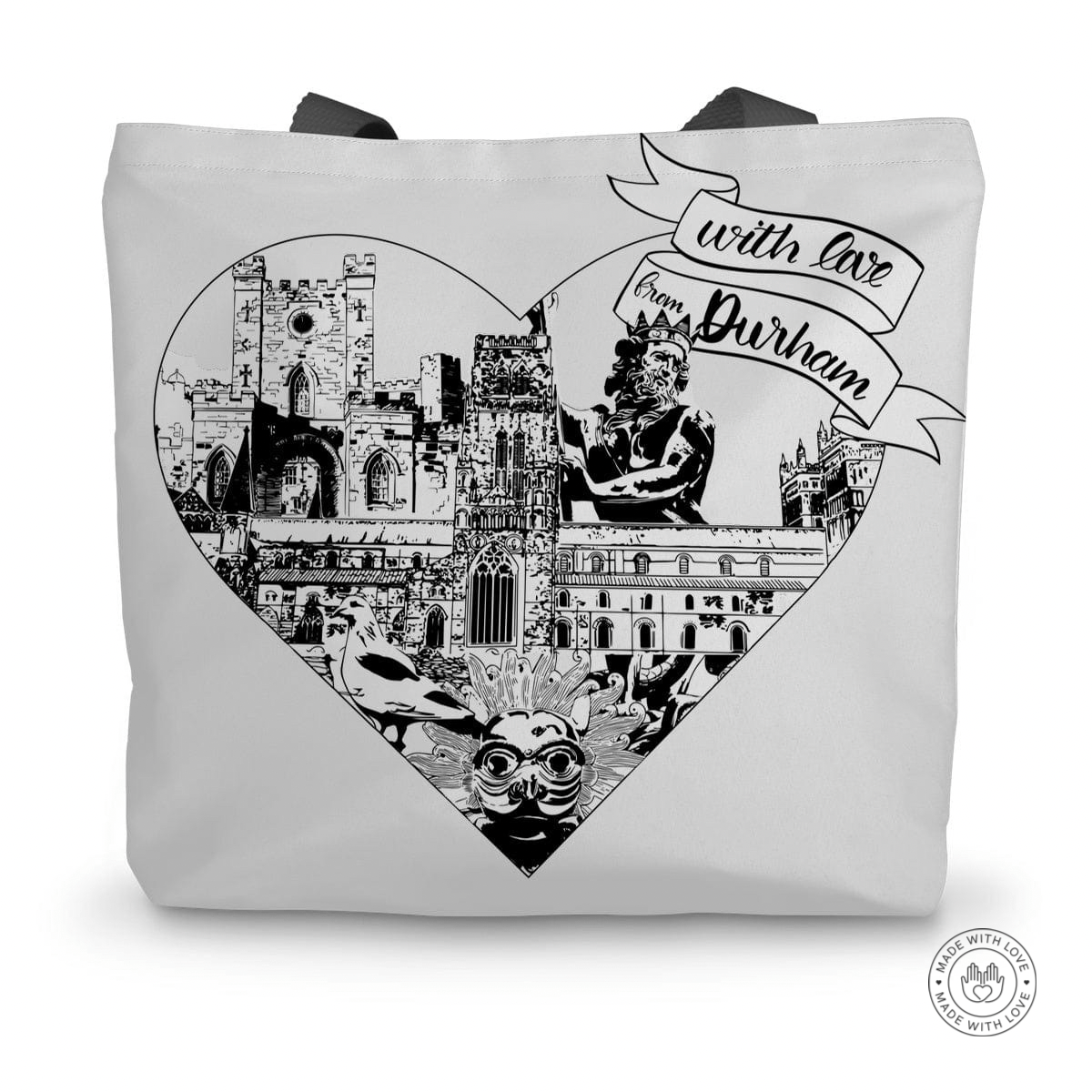 Durham Cathedral Tote Bag - Powder Butterfly 14"x18.5" Durham Canvas Tote Bag